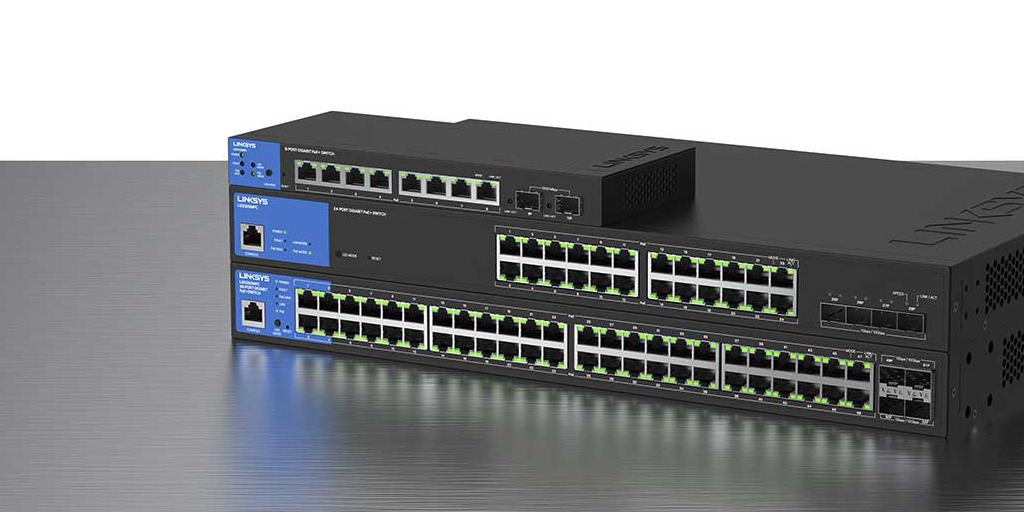 24-Port Managed Gigabit PoE+ Switch with 4 10G SFP+ Uplinks 410W TAA  Compliant, Linksys